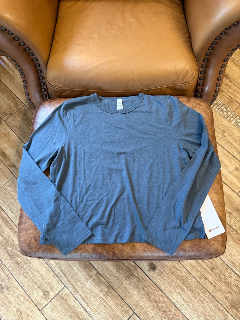 NWT Lululemon Classic-Fit Cotton-Blend Long Sleeve Shirt Sz 12 Oil Blue Grey